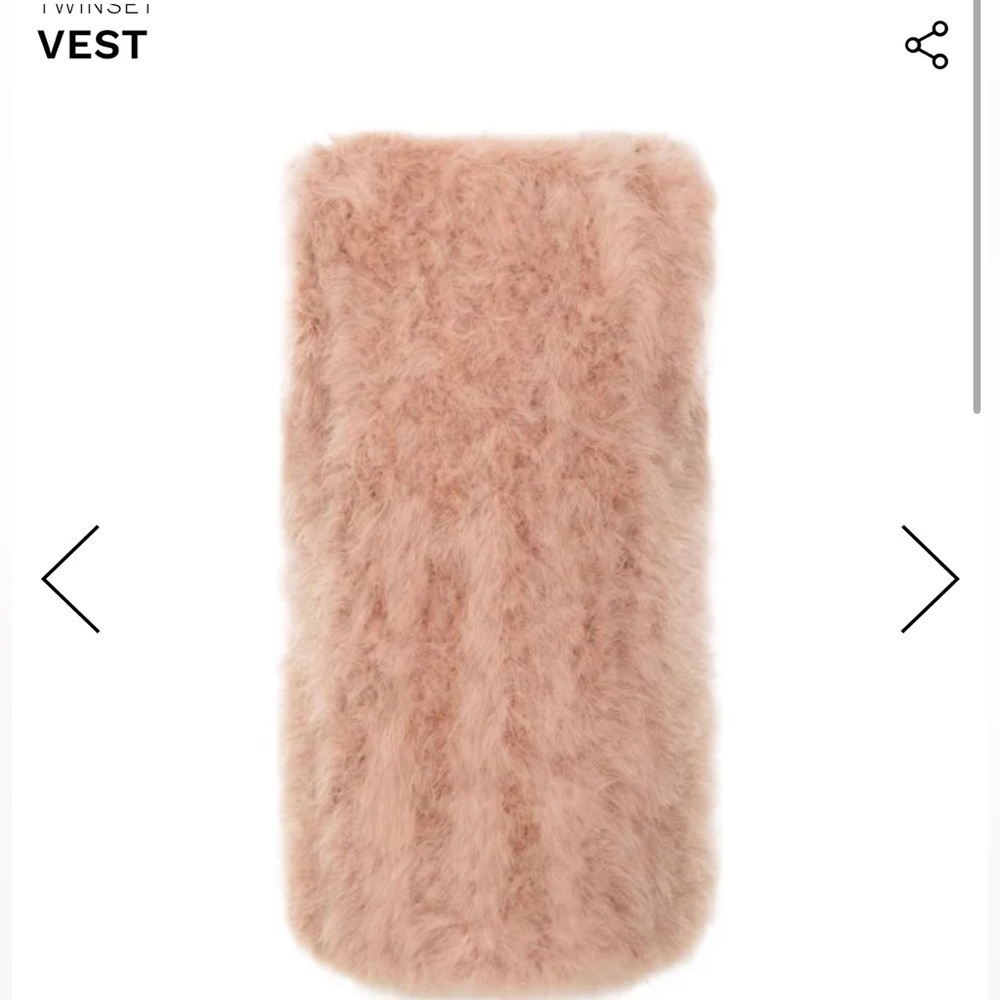 NWT TWINSET Italy genuine feather vest hip length size M in blush powder pink - Picture 2 of 12